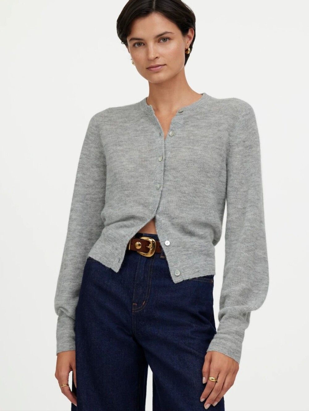 Madewell Small Ribbed Alpaca Blend Cardigan EUC